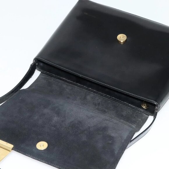 GUCCI Shoulder Bag Enamel Black Gold 0001 3444 1812 Auth bs28872 - Picture 9 of 16